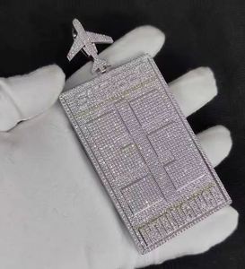 Pendentif Lettre Hip Hop en Or 18K Plaqué Or avec Diamants Sertis, Breloque Rectangulaire Personnalisée à Mousqueton Avion - Product Image 4
