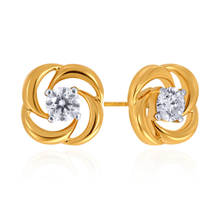 Elegante Anillo de Flor Chapado en Oro con Cristal Transparente Redondo Brillante en el Centro, Diseño de Espiral Entrelazada, Joyería de Moda - Product Image 2