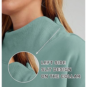 Women Oversized <b>Mock</b> <b>Neck</b> Sweatshirt Casual Loose Long Sleeve Pullover <b>Top</b> - Product Image 6