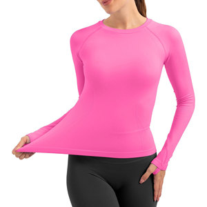 Breathable Athletic Base Layer <b>Top</b> for Women Quick Dry Compression Fitness Shirt for Yoga Exercise Running Gym and Outdoor Train - Product Image 5