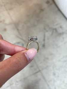 Three <b>Stone</b> Engagement Ring 14k Solid Gold Prong Set Emerald Cut Lab Grown Diamond Side Trapezoids IGI Certified VS+ Rings - Product Image 3