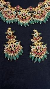 Conjunto de Collar Étnico Chapado en Oro con Rubíes y Piedras Verdes, Borla de Cuentas para Mujer, Joyería de Boda - Product Image 2