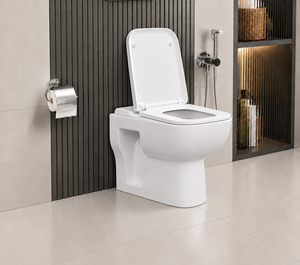 WC monobloc moderne à poser au sol avec cuvette allongée en céramique, fermeture douce, écologique, facile à nettoyer - Product Image 2