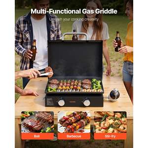 Plancha de Gas de Mesa de 22 Pulgadas y 2 Quemadores, con Tapa de Propano, Orificio de Drenaje de Aceite y Bandeja de Recogida, para Cocinar al Aire Libre, Fiestas, Campamentos y Asados - Product Image 2