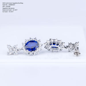 Pendientes de diamantes y zafiro de 20,86 quilates para mujer, joyería de plata de ley 925 - Product Image 4