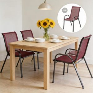 Set di 4 Sedie da Esterno Marroni con Schienale per Terrazza e Giardino - Product Image 1