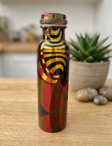 Botella de Agua de Cobre con Estampado Floral Hecha a Mano, con Tapa de Cobre Hermética, Diseño Tradicional de Esmalte Azul, para Bebidas Ayurvédicas - Product Image 3