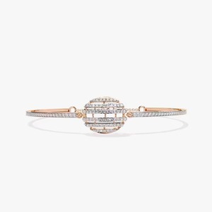 Moissanite <b>Bangle</b> <b>Bracelet</b> Unisex Trendy for Certified Rose Gold Plated Fine Jewelry with Round and Baguette Cut - Product Image 1