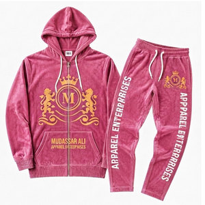 ชุดวอร์มมีฮู้ดสีชมพู Mudassar Ali Apparel Enterprises ผลิตจากโพลีเอสเตอร์ 100% หนัก 350 กรัม ซิปยาวเต็มตัวพร้อมกระเป๋าหน้า - Product Image 1