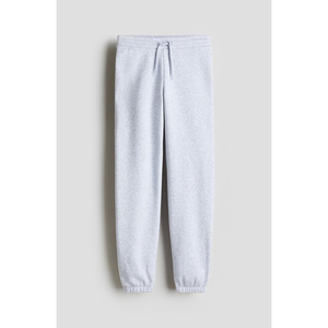 Pantalon de jogging en maille gris clair pour femme, taille mi-haute avec cordon de serrage, décontracté, longueur intégrale, couleur unie, coupe classique, idéal pour l'automne - Product Image 1