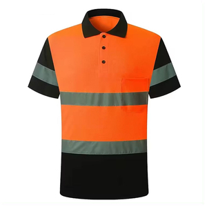 Polo de sécurité haute visibilité personnalisé Clush Industries pour travailleurs, avec bandes réfléchissantes, en polyester/coton respirant, vente en gros - Product Image 4