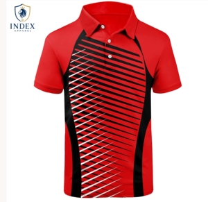 Camiseta Polo de Punto de Manga Corta a Rayas Rojas y Negras para Hombre, de Secado Rápido, Corte Regular, Estilo Deportivo - Product Image 1
