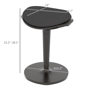 Sedia Ergonomica Basculante con Base in Nylon Regolabile, Sgabello a Dondolo per Scrivania, Comoda Funzione di Inclinazione per Ufficio, Nera - Product Image 3