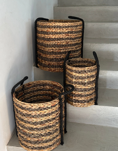 Panier de rangement en jonc de mer naturel avec poignée, panier en jacinthe d'eau de haute qualité, panier à linge pour la maison - Product Image 6