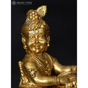 4-Inches Elegant Small Superfine Butter Krishna Brass Sculpture for Home Decor and Temple Exquisite Statue - Product Image 2