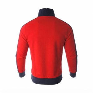 Nouvel ensemble de survêtement personnalisé pour homme, couleur rouge, col montant, veste zippée et pantalon, tenue décontractée d'automne en polyester et coton tricoté - Product Image 4