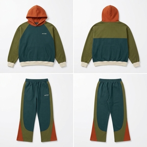 เสื้อฮู้ดดี้ผู้ชายแบบมีซิป ระบายอากาศ แห้งเร็ว ต้านเชื้อแบคทีเรีย สำหรับฤดูหนาว กางเกงขายาวทรงบาน สไตล์วินเทจฟอกสีซีดแบบย้อนยุค ผ้าฝ้าย 100% แบบฝรั่งเศส - Product Image 2