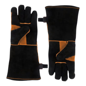 Wholesale Customized OEM Logo Black Cowhide Split Leather CE Certified Anti-Vibration <b>Fire</b> Resistant Welding Safety Gloves - Product Image 3