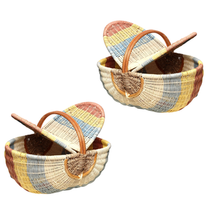 ตะกร้าหวายธรรมชาติแบบปรับแต่งได้ ตะกร้าปิกนิก ตะกร้าเก็บอาหาร ขายส่งจากเวียดนาม - Product Image 1