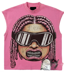 Purple Women's Sleeveless Tank <b>Top</b> With Graphic Print Decoration Crew Neck Hip Hop Style - Product Image 6