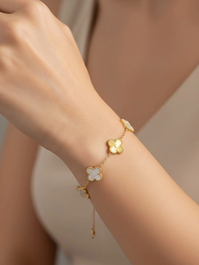 กำไลไอวอรี่โคลเวอร์ _ กำไลทองคำป้องกันการหมองสำหรับผู้หญิง - Product Image 4