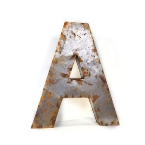 Décoration murale en métal galvanisé rustique, lettre A, style vintage industriel, enseigne en fer pour la maison, les mariages, les fêtes, les bars, les magasins - Product Image 1