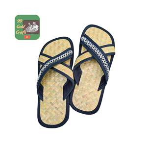 Low Cost Handmade Seagrass <b>Slippers</b> Classic Brown Color Leather Trim for Korea Fashion Market Direct Factory Sale Bulk Supply - Product Image 3