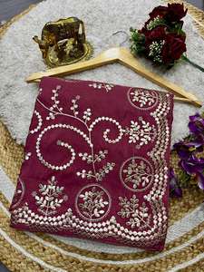 Sari en soie pure HO de haute qualité, design élégant, travail de Gota en feuille lourde, tenue de soirée, style moderne, toutes saisons - Product Image 5