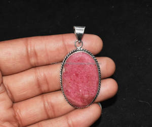 Colgante de Plata de Ley 925, piedras preciosas de rodonita, joyería de piedras preciosas de plata hecha a mano, colgante de plata de Rodonita para collares - Product Image 3