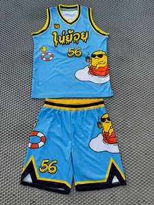 ชุดบาสเก็ตบอลแบบยูนิเซ็กซ์ สีน้ำเงินเหลือง ลายการ์ตูน พิมพ์ลายแบบซับลิเมชั่น เสื้อกล้าม กางเกงขาสั้น ผ้าโพลีเอสเตอร์ระบายอากาศ ชุดสำหรับผู้ใหญ่ ใส่ได้ในช่วงฤดูร้อน - Product Image 1