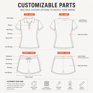 Women's <b>Orange</b> <b>Polo</b> 2 Piece Set Short Sleeve Knitted Sport Casual Breathable Slim Fit Above Knee Shorts Outfit - Product Image 3