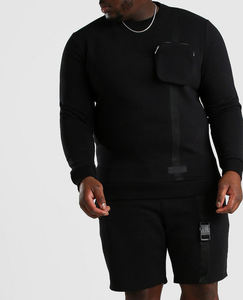 Custom Unisex American Solid Digital Printed <b>Short</b> <b>Sleeve</b> <b>Sweatshirt</b> and <b>Shorts</b> Set with Worsted Fabric Anti-Pilling - Product Image 5