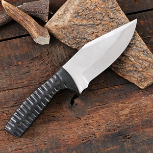 Couteau de chasse industriel à lame fixe Timber Steel Enterprises, pointe clip, acier inoxydable, manche en bois, étui en cuir marron, garantie 1 an - Product Image 4