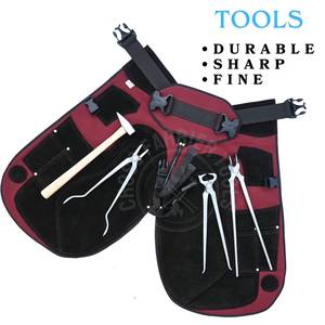 Kit d'outils de fermeur de forge durable avec tablier de 70 cm, outil de décolletage de sabots, pince à feu, pince à sertir, marteau à clous et pince à tête ronde - Product Image 6