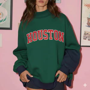 Pull molletonné ample imprimé à col montant pour femme – Respirant, chaud, écologique, anti-plis, idéal pour l'hiver - Product Image 1