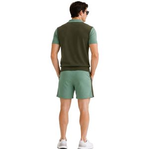 Ensemble polo et short pour homme vert olive et vert sauge, poche contrastante, tenue décontractée d'été en deux pièces, logo personnalisé, qualité supérieure - Product Image 2