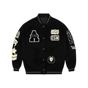 Chaqueta Varsity de Invierno para Hombre, 100% Lana, Cuello Alto, Transpirable, Antibacterial, Secado Rápido, Ecológica, Holgada - Product Image 3
