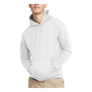 Sudadera con capucha blanca lisa para hombre, estilo casual, con bolsillo frontal - Product Image 1