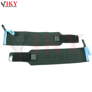 Bandes de compression réglables noires de qualité supérieure pour poignets, avec boucles de pouce bleues, pour la musculation (vente en gros) - Product Image 3