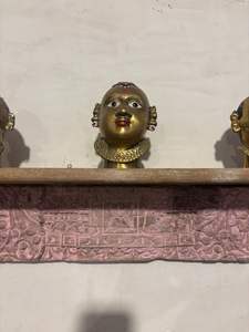 Étagère murale en bois artisanale avec sculpture florale |   Étagère murale multifonctionnelle rustique vintage pour salle de bain et salon - Product Image 6