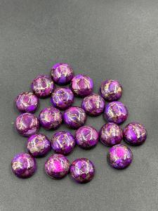 พลอยคาโบชองทรงกลมสีม่วงทองแดงเทอร์ควอยซ์ – พลอยแจสเปอร์อิมพีเรียลธรรมชาติแบบเม็ดเดี่ยวสำหรับทำเครื่องประดับ - Product Image 1