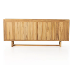 Modern Mid Century Solid Teak Wood <b>Sideboard</b> Cabinet Handmade Natural Rattan Doors Dining Room Credenza <b>Storage</b> Table - Product Image 2
