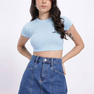 Chemisiers courts pour femmes à col rond, coupe ajustée, best-seller, prix abordable, chemisiers courts pour femmes - Product Image 1