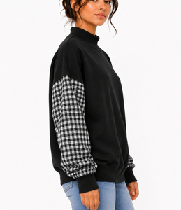 Custom Mockneck Cotton HeavyWeight <b>Jumper</b> Embroidered Soft Fleece <b>Turtlenecks</b> Crewneck Oversized Mock Neck Sweatshirt <b>Women</b> - Product Image 2