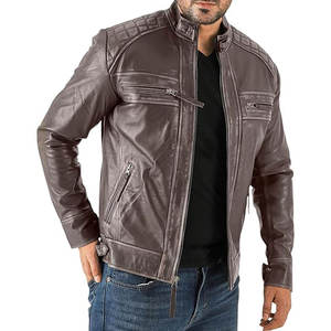 Chaqueta de Lona y Cuero para Hombre, Modelo 2026, Diseño Urbano, Resistente al Viento y al Agua, Ecológica, Cuello Alto, Color Puro, Alta Calidad - Product Image 5