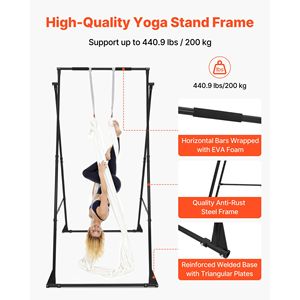 Amache da yoga con supporto per altalena con capacità massima di carico di 200 kg, struttura triangolare, attrezzatura aerea, schiuma EVA da 2 m - Product Image 2