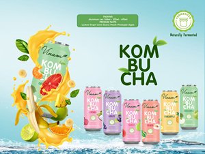 บลิง คอมบูชา RTD 320 มล. กระป๋อง รสแตงโมมิ้นท์ ชาเขียว ผลไม้สด รสใบชาเวียดนาม รับผลิตแบบ OEM ODM ขายส่ง อายุการเก็บรักษา 18 เดือน - Product Image 6