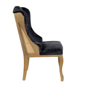 Modern Style Cushioned Wooden Lounge <b>Chair</b> <b>Vintage</b> Fabric Accent Dining <b>Chair</b> with Solid Wood Study <b>Chair</b> Design - Product Image 2