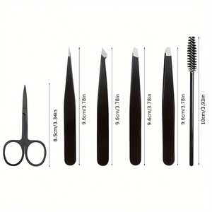 INSTRUMENTOS QUIRÚRGICOS BAFA, Juego de Pinzas para Cejas de Acero Inoxidable, Punta Recta, Antiestáticas, Herramientas de Precisión, Tijeras, Cepillo, 8.5-10cm - Product Image 1