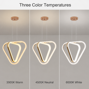 Modern Metal And Acrylic Tri Color Led Chandelier Adjustable Height <b>Triangle</b> Design For Dining Room And Living Room - Product Image 4